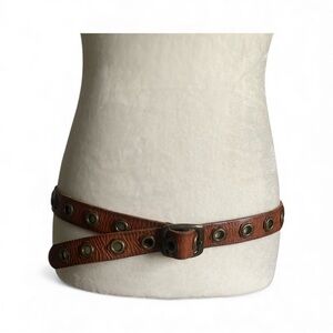American Eagle Outfitters Brown Leather Grommet Belt unisex